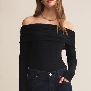 Z Supply Black Off-Shoulder Blouse